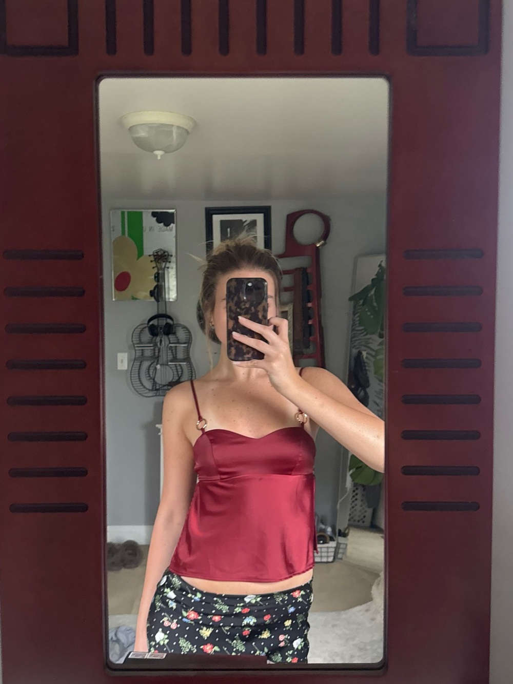 Urban Outfitters Silky Burgundy Satin Cami Top
